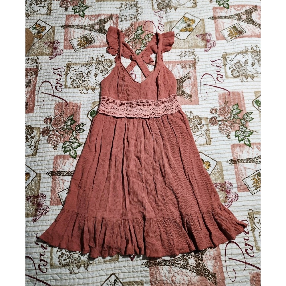 Sincerely Jules Women's Rayon Mini Dress Sleeveless Terracotta Size XS‎